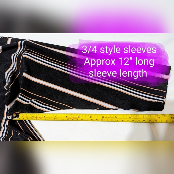 3/4 sleeve romper, jumpsuit size lg, black with stripes, EUC - Picture 8 of 13